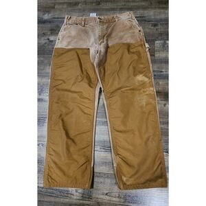 Vtg Carhartt Brush/Briar Hunting Pants Mens 36x30 Brown Flap Pockets 2123